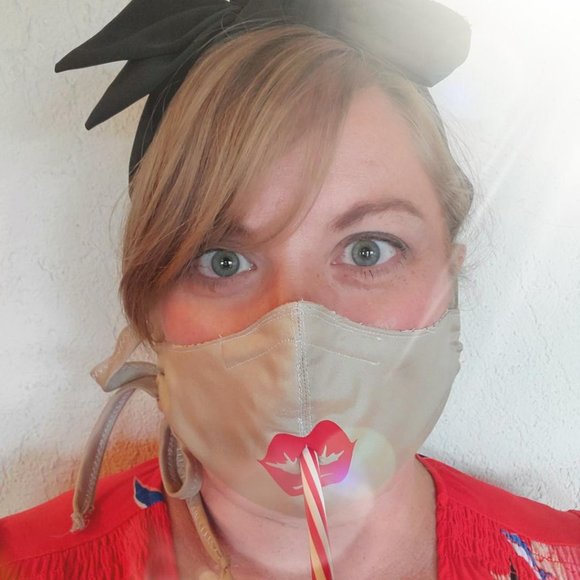 Handmade Accessories - Lips Face Mask with straw hole- safety flap inside